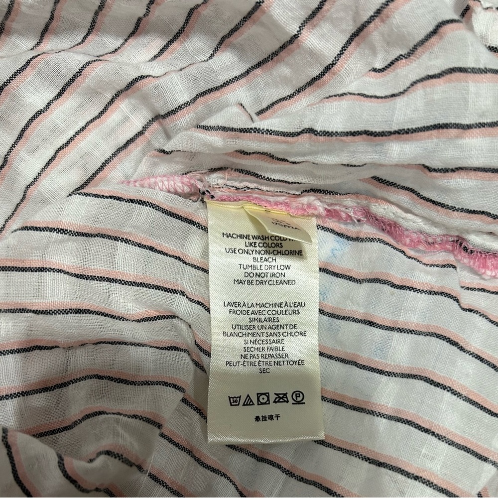 Anthropologie Pilcro Brianna Cotton Linen Blend Pink/Blk Striped Blouse Size S View 6